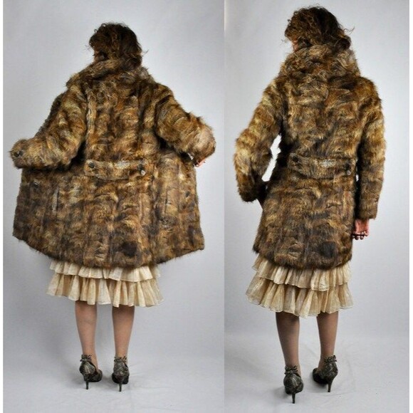 40s Fur Coat Jacket - Double Breast Coat Jacket - Chunky Fluffy Soft Fur XS - S - Picture 2 of 5